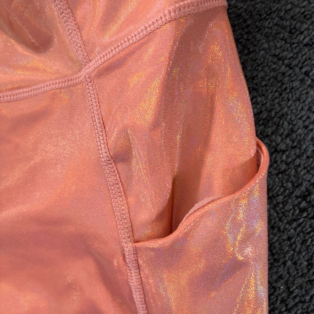 Fabletics Iridescent Peach-Coral High-Waisted Leggings - Picture 7 of 16